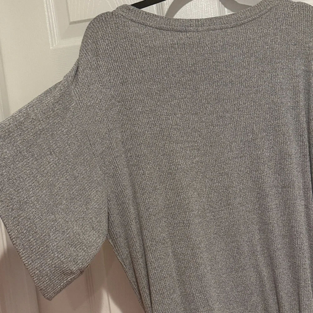 GAP Gray Tie Hem Tunic Top Dolman Sleeve Scoop Neck Knit Women’s Medium - Picture 9 of 14